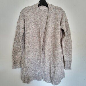 Loft Multicolor Cotton Knit Long Sleeve Oversized Open Front Cardigan Sweater Sm
